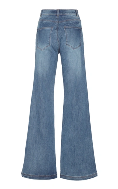 Shop Johanna Ortiz Secretos De Las Olas Mid-rise Wide-leg Jeans In Medium Wash