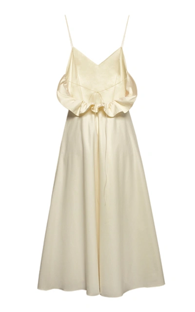 Shop Anna October Crème Brulee Cotton-blend Dress In Neutral