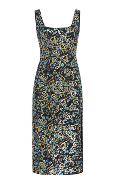 Shop Alexa Chung Sequined Midi Dress In Multi