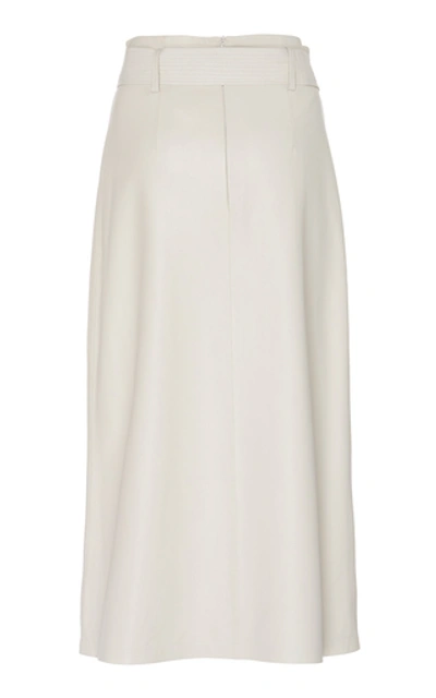 Shop Zeynep Arcay Belted Leather Midi Skirt In White