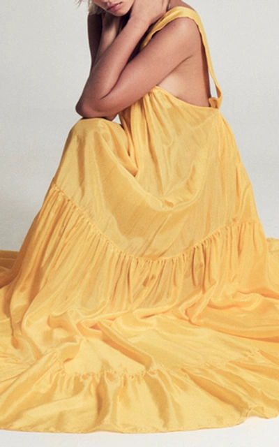 Shop Kalita Asiri Gathered Silk Maxi Dress In Yellow
