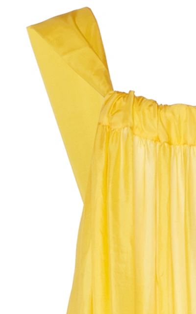 Shop Kalita Asiri Gathered Silk Maxi Dress In Yellow