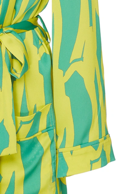 Shop Alexis Eneko Collared Belted Satin Robe In Print