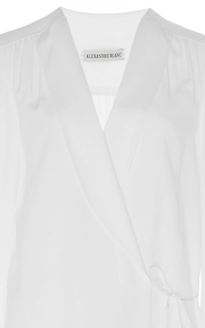 Shop Alexandre Blanc Wrap Silk Blouse In White