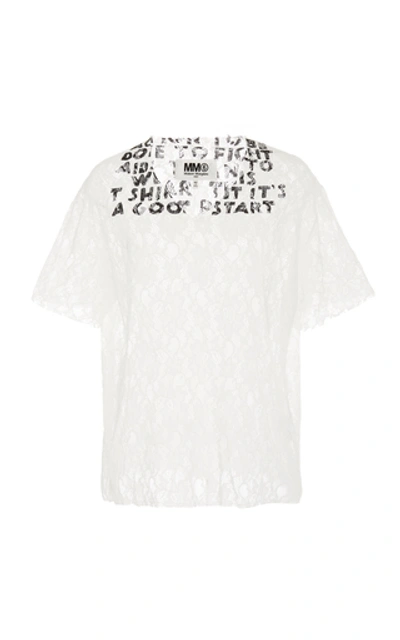 Shop Mm6 Maison Margiela Charity Lace Short-sleeve Top In White