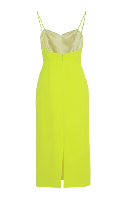 Shop Anouki Crystal-embellished Silk-effect Midi Dress In Yellow