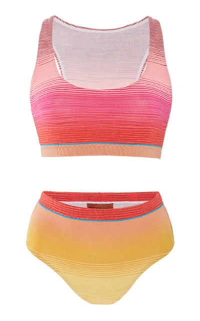 Shop Missoni Striped Bikini Set In Pink