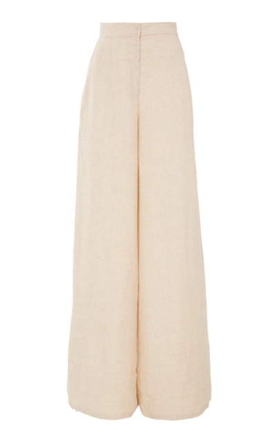 Shop Andres Otalora Bolivar Linen Wide Leg Pants In Neutral