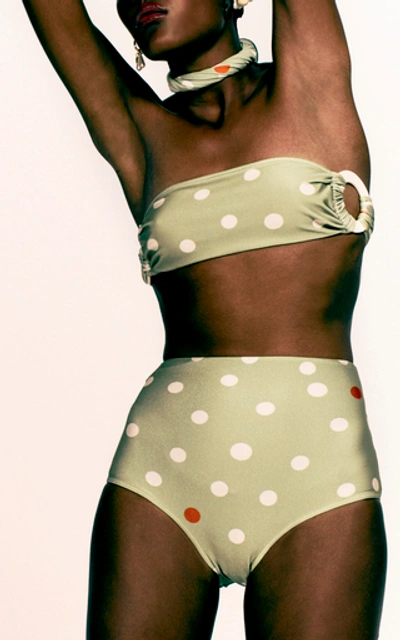 Shop Adriana Degreas Polka-dot Bandeau Bikini In Green