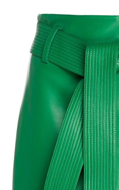 Shop Zeynep Arcay Midi Leather Skirt In Green