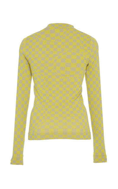 Shop Off-white Checkered Mock-neck Knit Top In Yellow