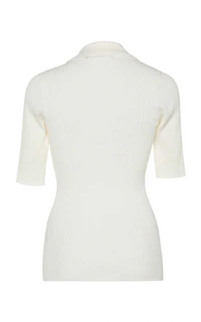 Shop Nobody Denim Chelsea Ribbed-knit Polo In White