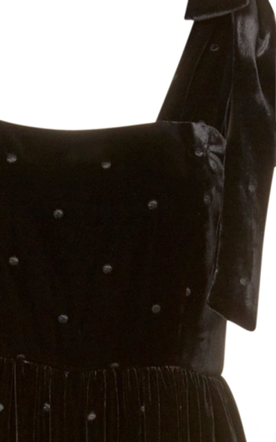 Shop Ulla Johnson Minnet Embroidered Velvet Jumpsuit In Black