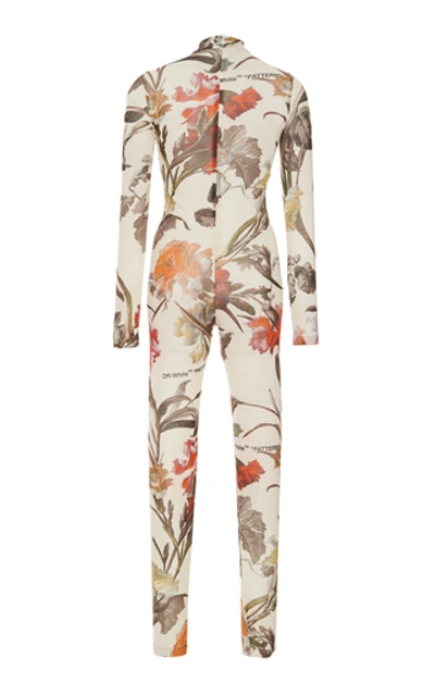 Shop Off-white Floral-print Fitted Jump Suit In White