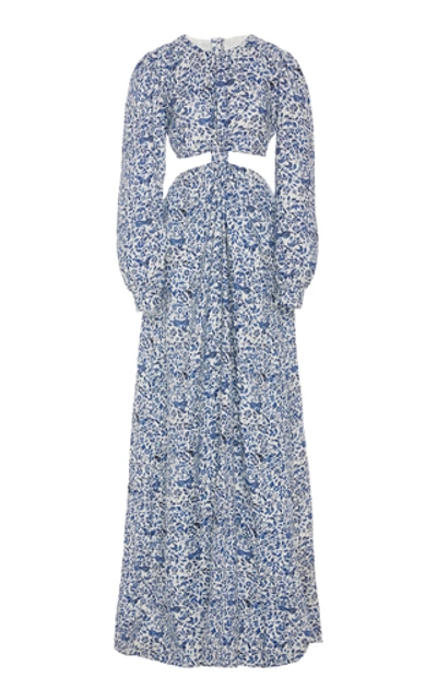 Shop Agua By Agua Bendita Parana Knotted Floral-print Linen Maxi Dress