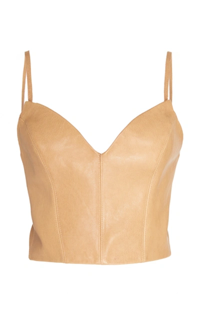 Shop Burnett New York Nude Leather Bustier In Brown