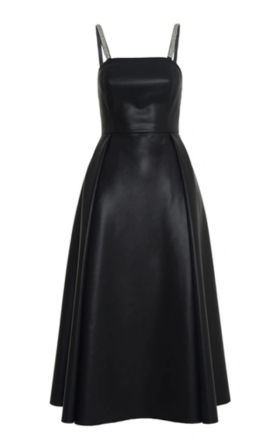 Shop Anouki Crystal-embellished Leather-effect Midi Dress In Black