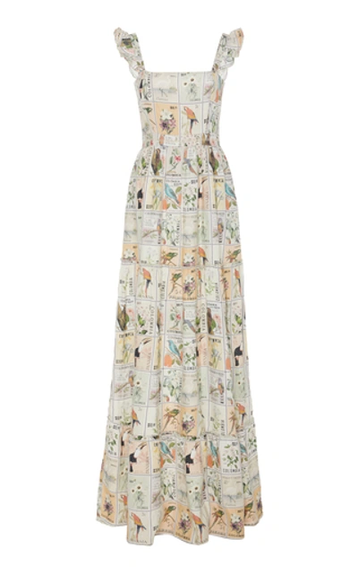 Shop Agua By Agua Bendita Herbarium Printed Linen Maxi Dress