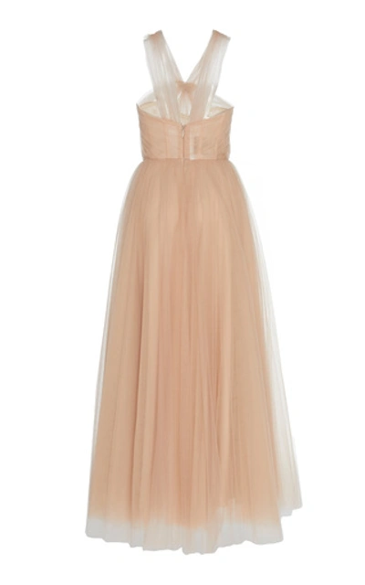 Shop Monique Lhuillier Women's Halter Fit-and-flare Tulle Gown In Pink