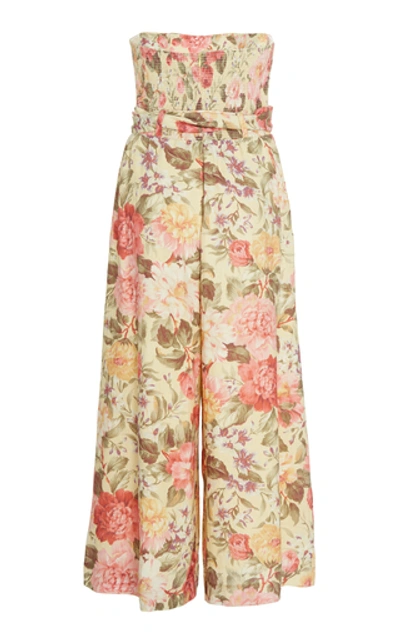 Shop Zimmermann Honour Floral-print Linen Jumpsuit