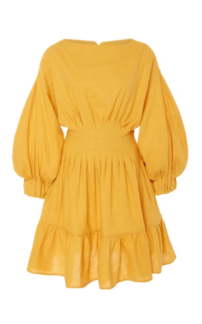 Shop Andres Otalora Lara Mini Dress In Yellow