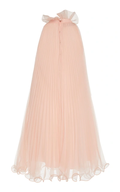 Shop Monique Lhuillier Pleated Chiffon Mini Dress In Pink