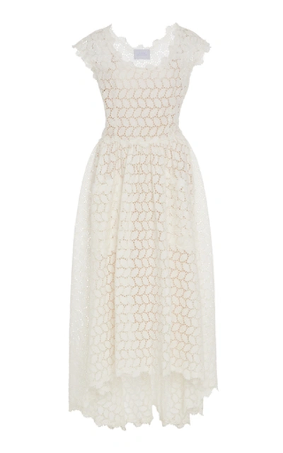 Shop Luisa Beccaria Broderie Anglaise Midi Dress In White