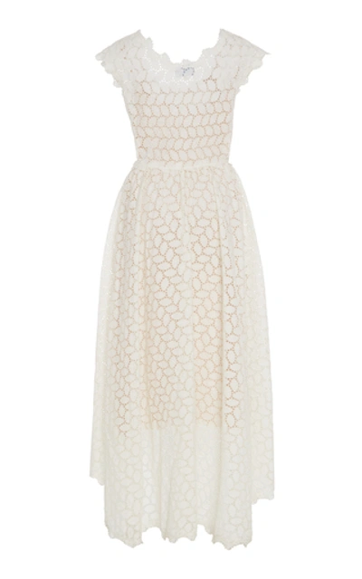 Shop Luisa Beccaria Broderie Anglaise Midi Dress In White