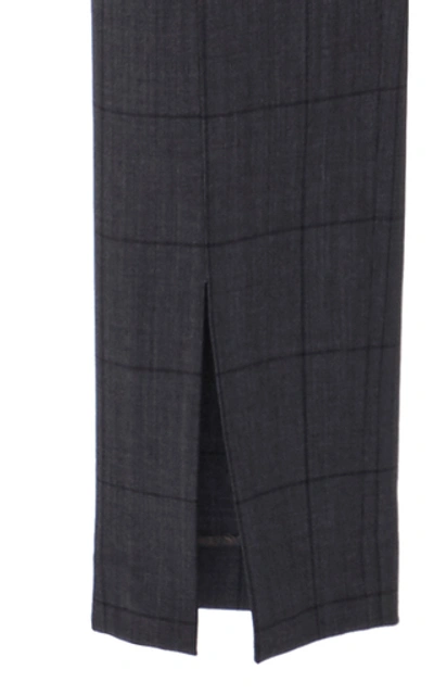 Shop Tibi Checked Wool-blend Straight-leg Pants In Grey