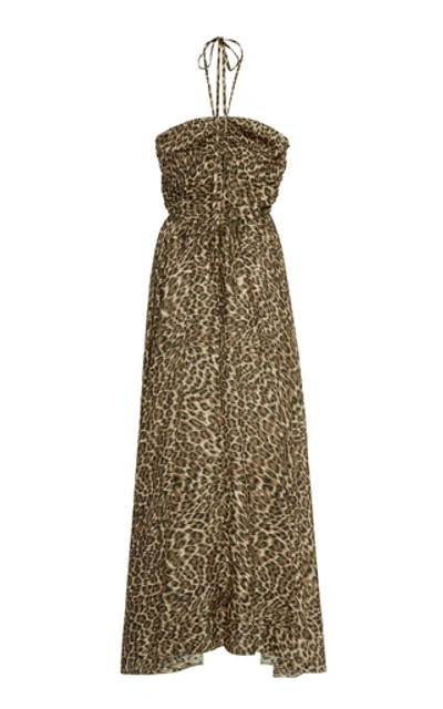 Shop Zimmermann Suraya Ruche Silk Leopard Dress In Animal