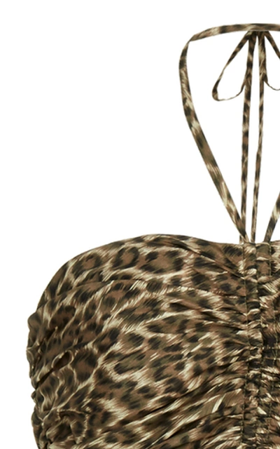 Shop Zimmermann Suraya Ruche Silk Leopard Dress In Animal