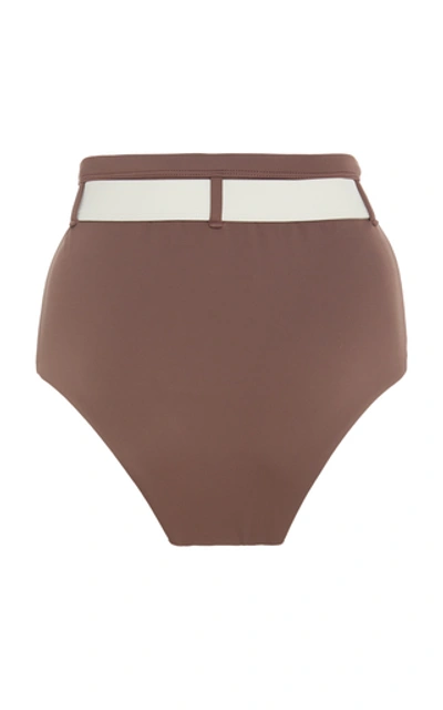 Shop Palm Mesa Belted High-waisted Bikini Bottom In Brown