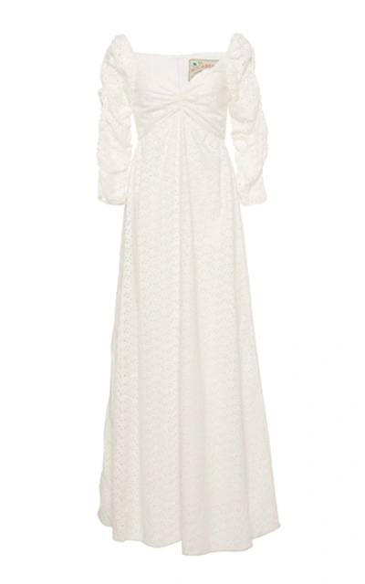 Shop Agua By Agua Bendita America Broderie Linen Maxi Dress In White