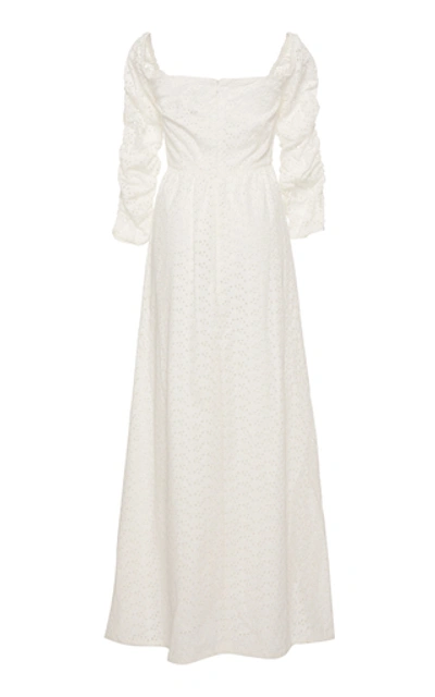 Shop Agua By Agua Bendita America Broderie Linen Maxi Dress In White