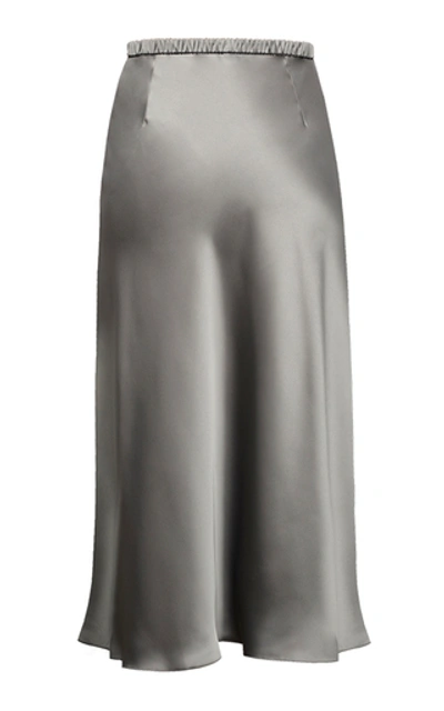 Shop Anna October Dido Satin Midi Skirt In Grey