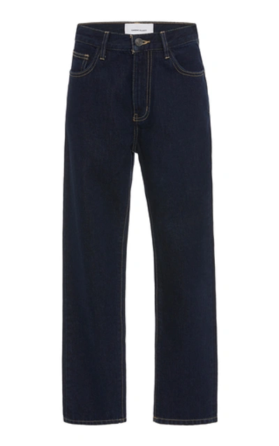 Shop Current Elliott Vintage Cropped Straight-leg Jeans In Navy