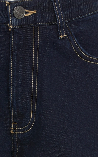Shop Current Elliott Vintage Cropped Straight-leg Jeans In Navy