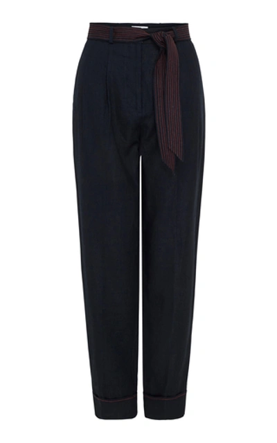 Shop Rachel Gilbert Kimber Linen Straight-leg Pants In Black