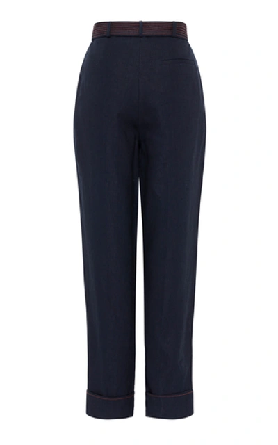 Shop Rachel Gilbert Kimber Linen Straight-leg Pants In Black