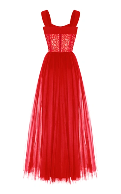 Shop Rasario Women's Lace And Tulle Gown In Red