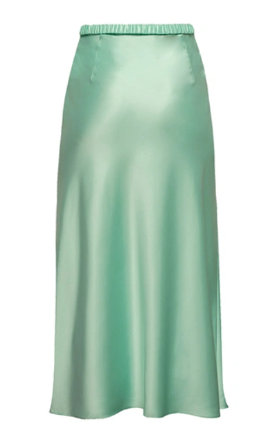 Shop Anna October Dido Belt-accented Satin Midi Skirt In Green