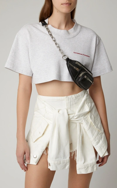 Shop Alexander Wang Tie-detailed Frayed Denim Shorts In White