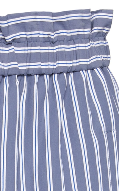 Shop Tibi Striped Twill Shorts In Blue