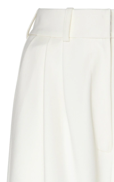 Shop A.w.a.k.e. High-rise Crepe Straight-leg Crepe Pants In White