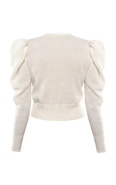 Shop Anna October Clare Wool-blend Cardigan In White
