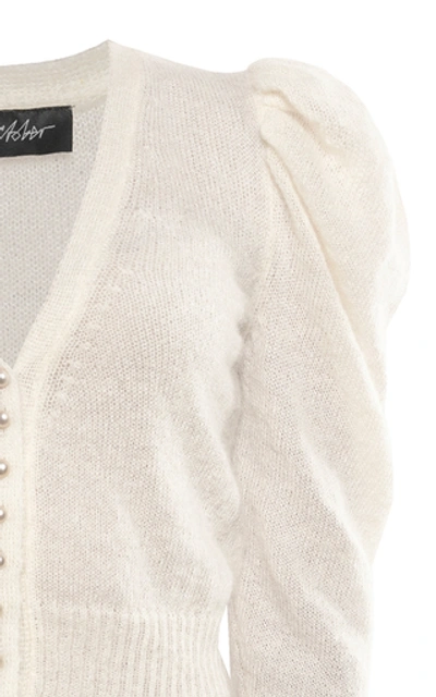 Shop Anna October Clare Wool-blend Cardigan In White