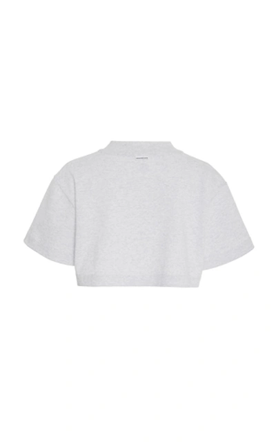 Shop Alexander Wang Chynatown Cropped Printed Cotton-jersey T-shirt In Grey
