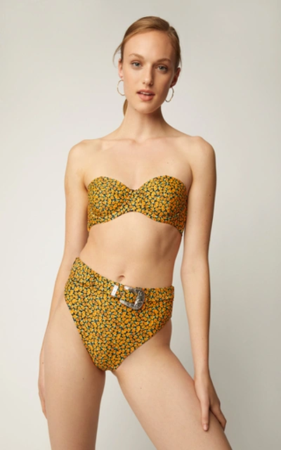 Shop Onia +weworewhat Emily Belted Floral-print Bikini Briefs