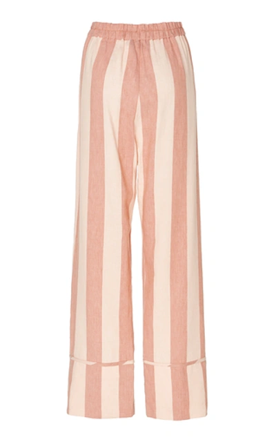 Shop Lee Mathews Sufi Striped Linen Pants In Pink