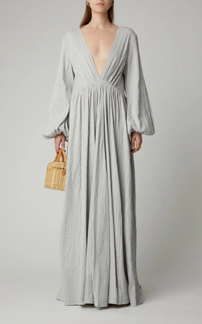 Shop Kalita Aphrodite Cotton-jersey Maxi Dress In Grey